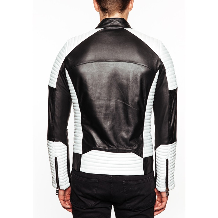Blouson en cuir Ventiuno Alex - Ref. ALEX-NOIRBLANC