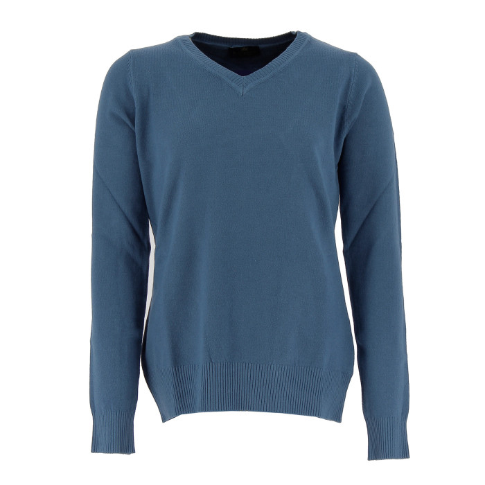 Pull col V Real Cashmere - IDS1085002-BLEU