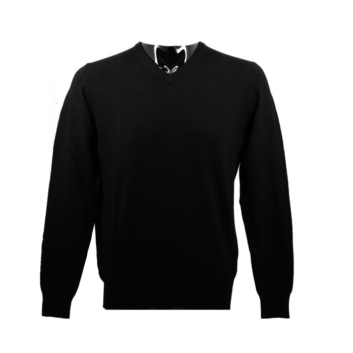 Real Cashmere Pull Real Cashmere COLLO V (Noir)- IUB109842-COLLOV-TOPPE